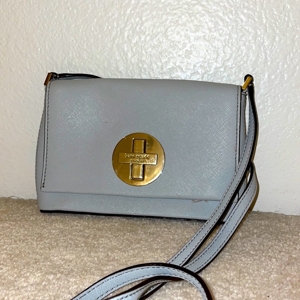 Gray Kate Spade crossbody purse